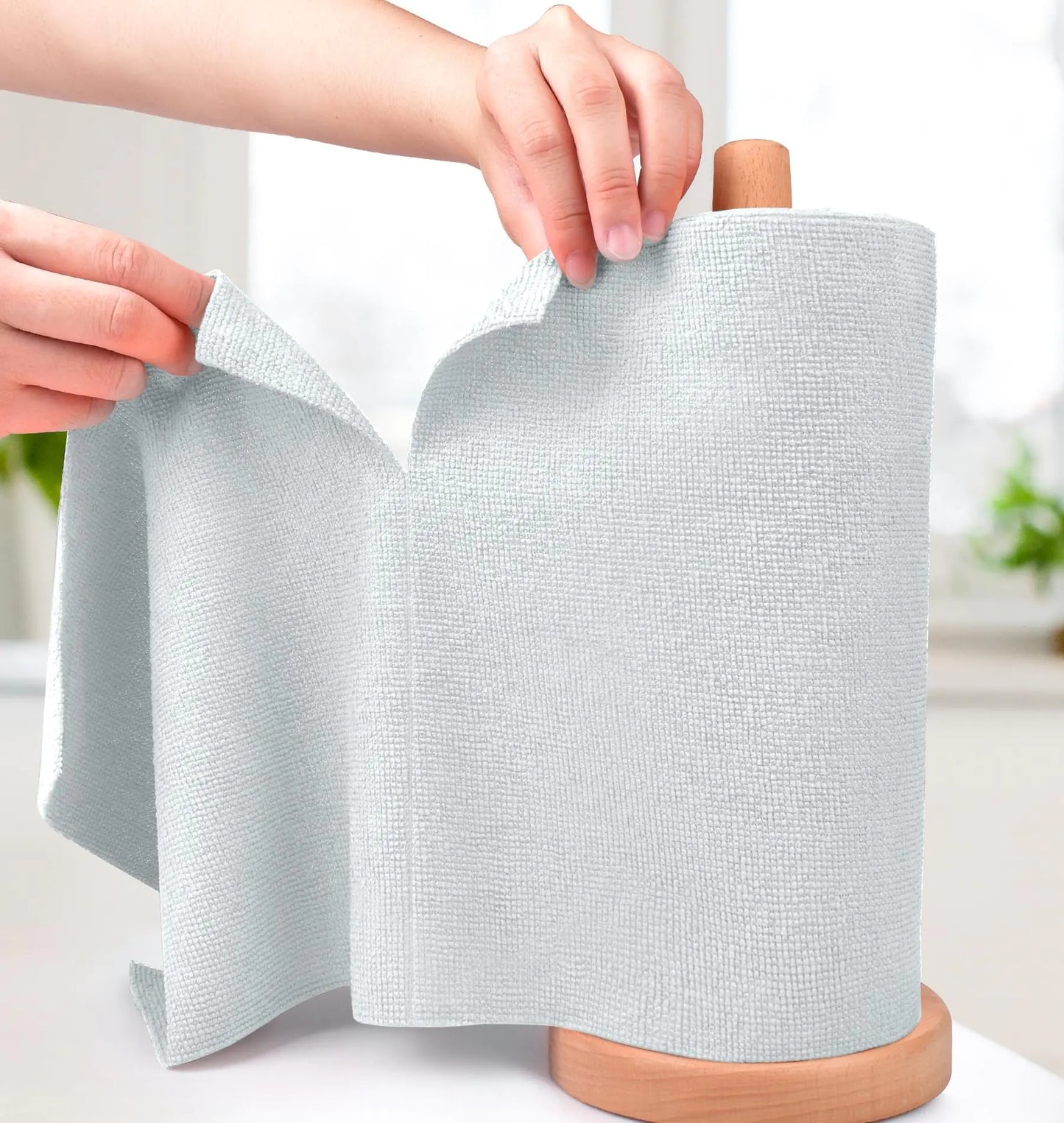 KitchLife Microfiber Cleaning Cloth Roll - Tear-Away Towels Lint-Free Reusable Washable 20 Sheets for Kitchen Car Dishes and Sensitive Surfaces (Grey)