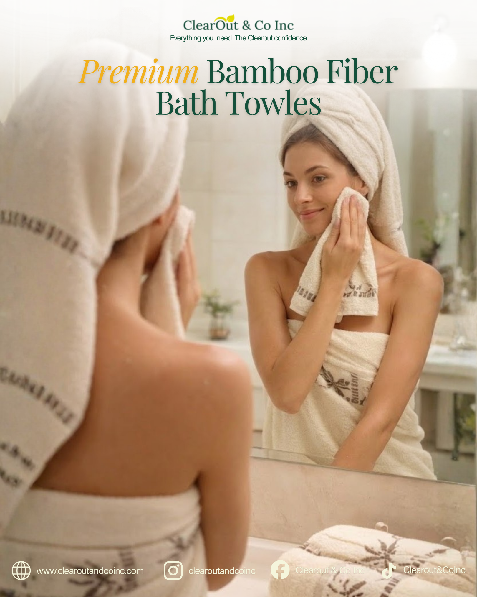 Ultra Absorbent Quick Dry  Bamboo Fiber Bath Towels Set