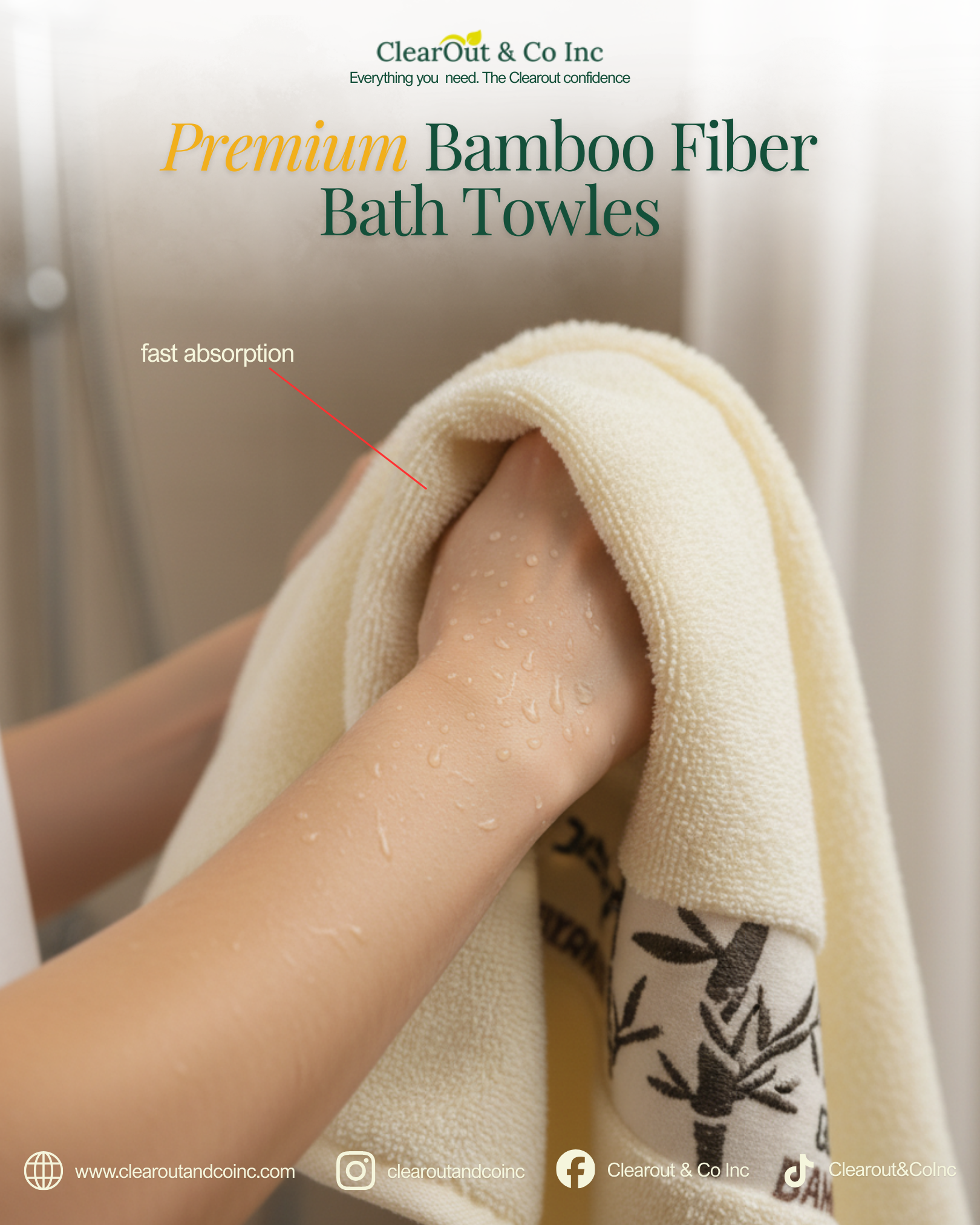 Ultra Absorbent Quick Dry  Bamboo Fiber Bath Towels Set