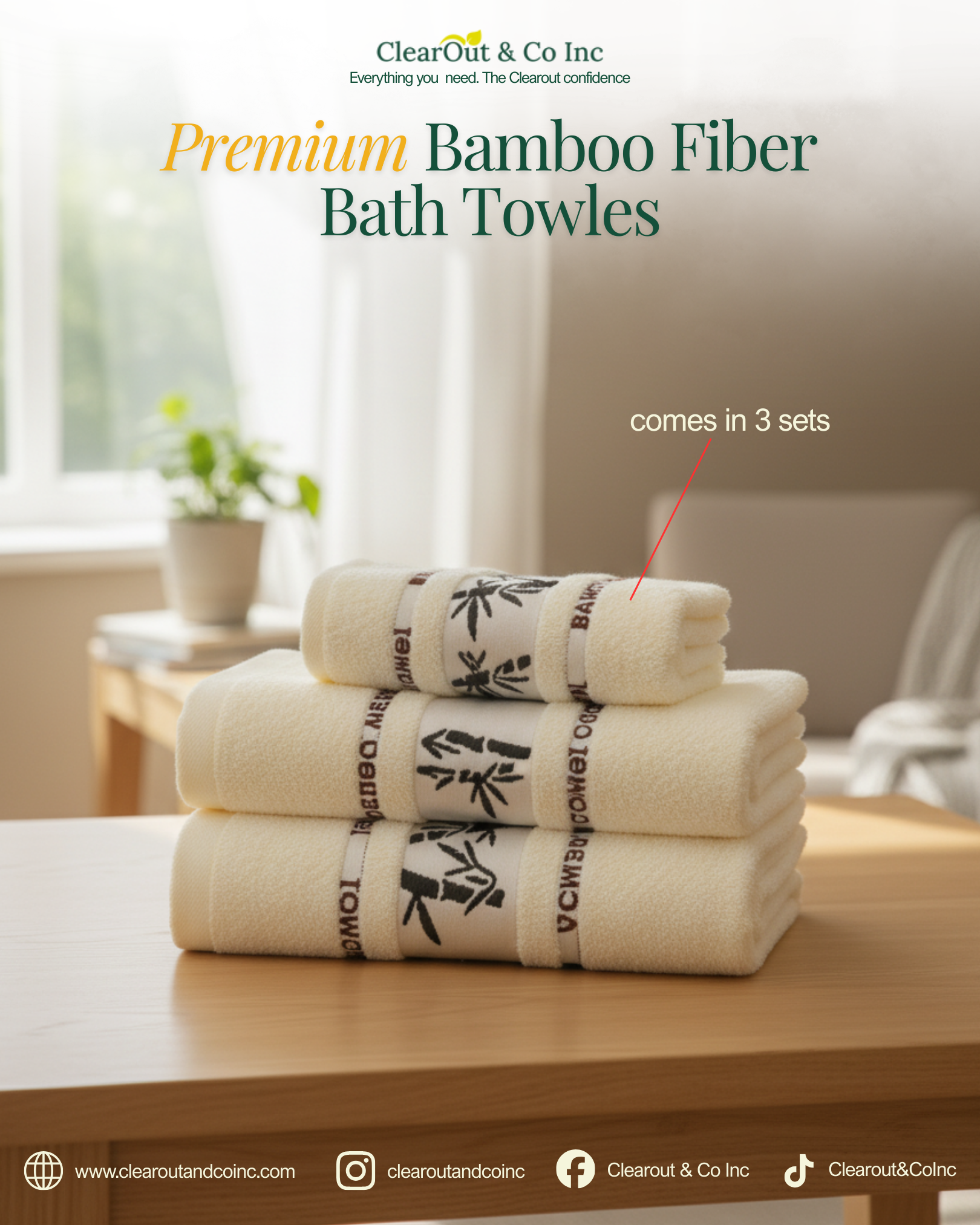 Ultra Absorbent Quick Dry  Bamboo Fiber Bath Towels Set