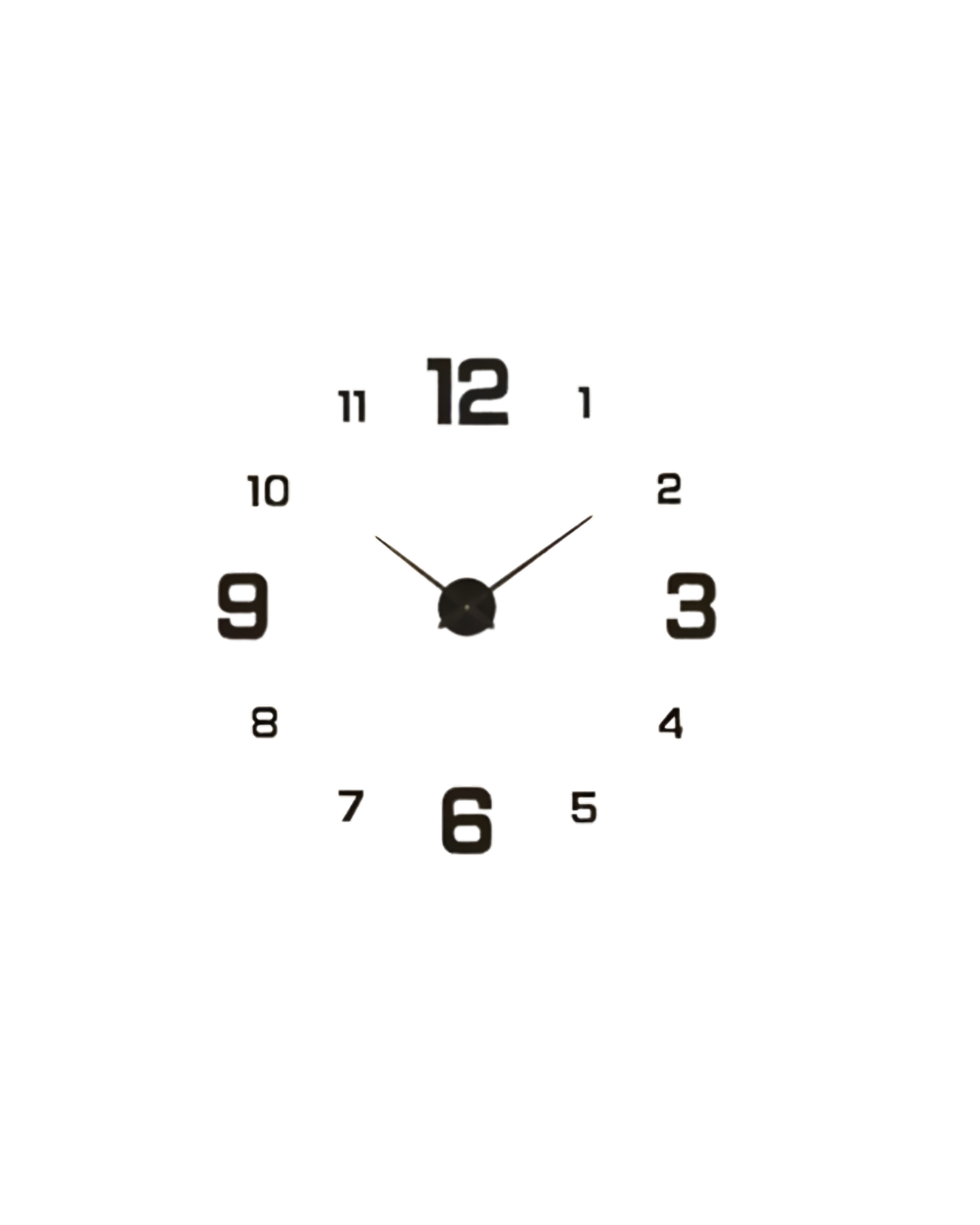 Black wall clock with numbers on a white background