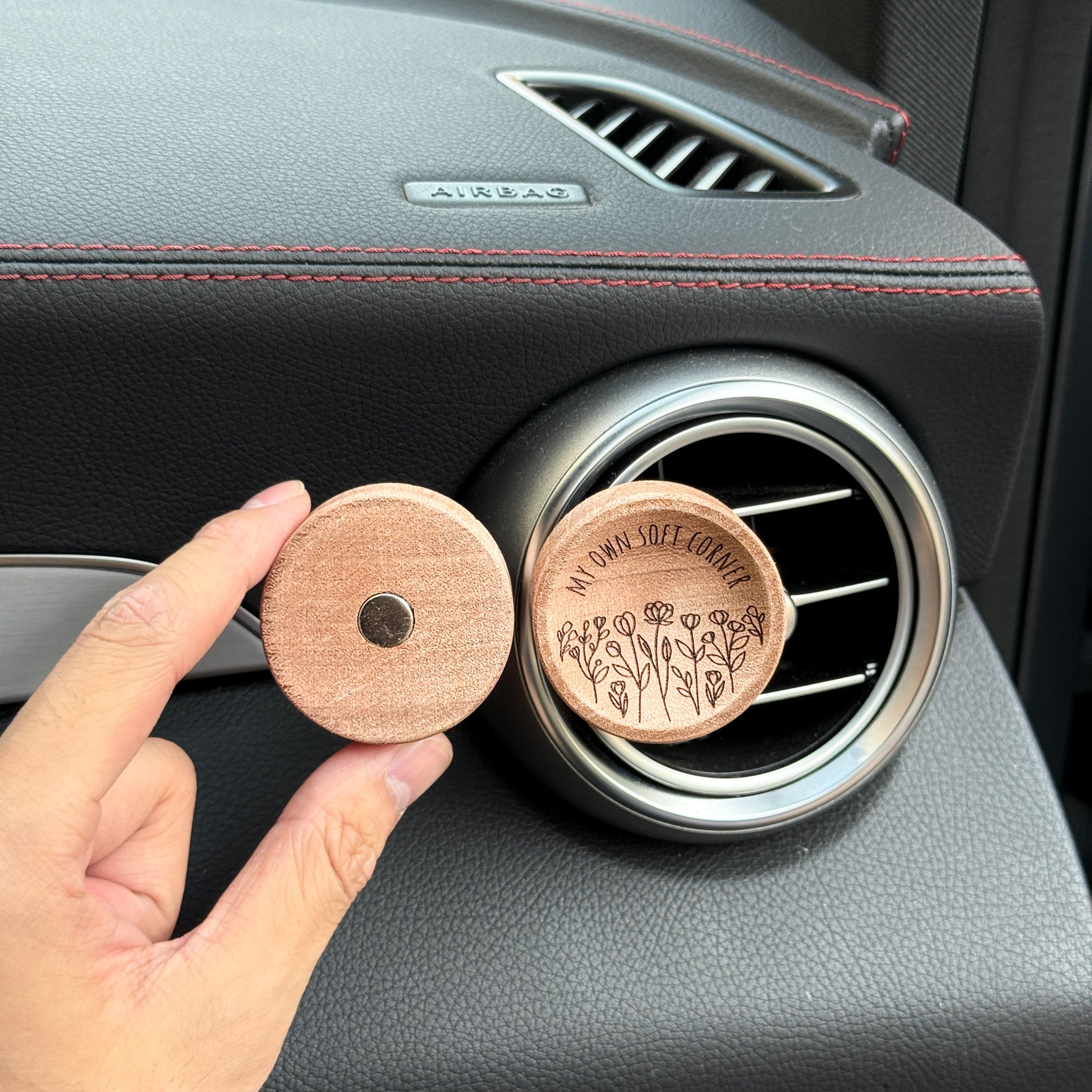Wooden Essential Oil Diffuser for Car Natural Walnut Aromatherapy Air Freshener