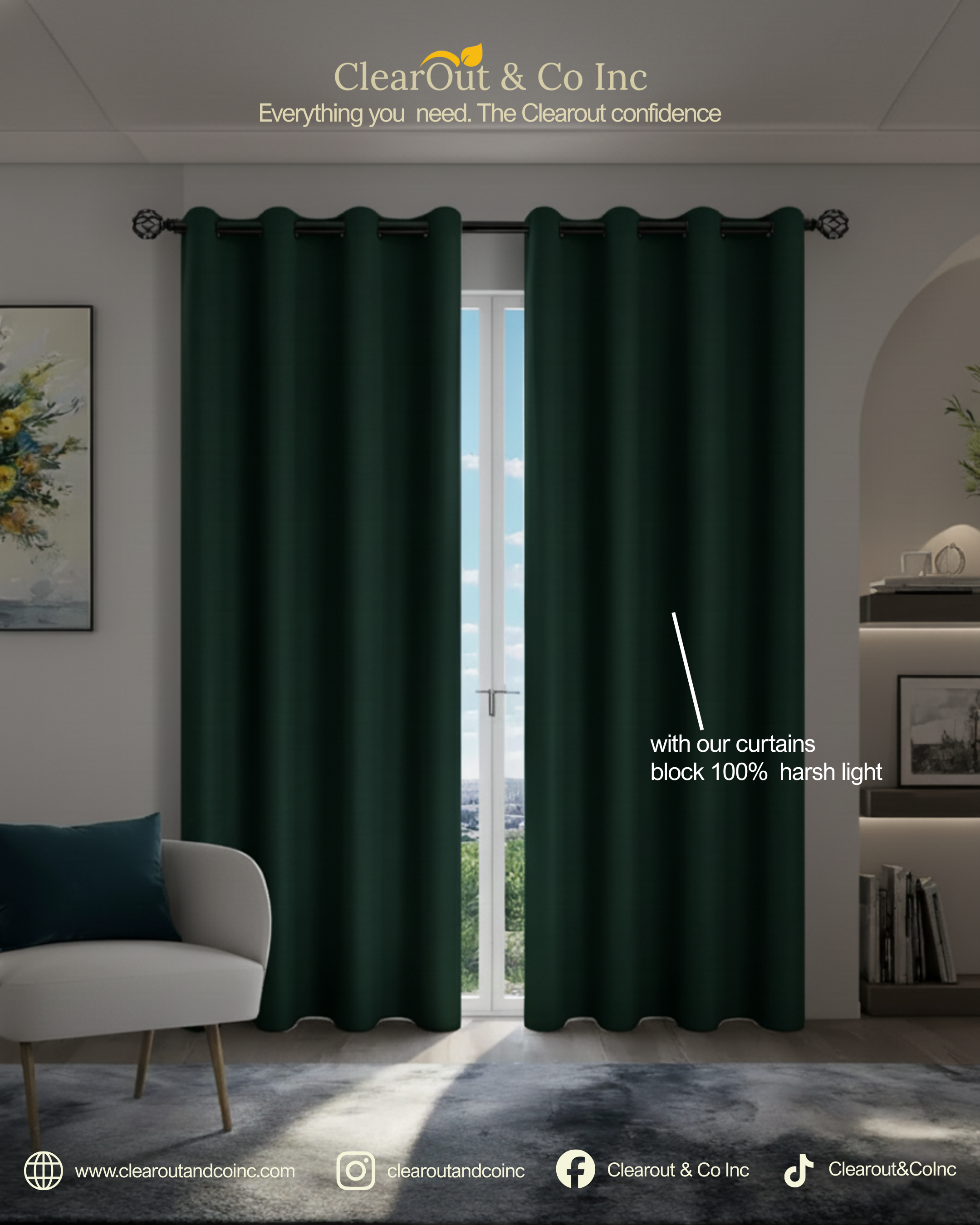 100% Blackout Curtains with Grommets - Total Privacy Drapes for Bedroom and Living Room