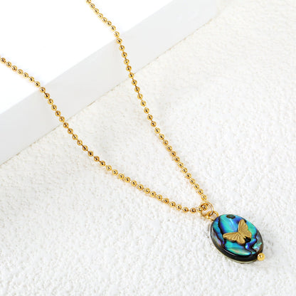 Abalone Butterfly Charm Necklace