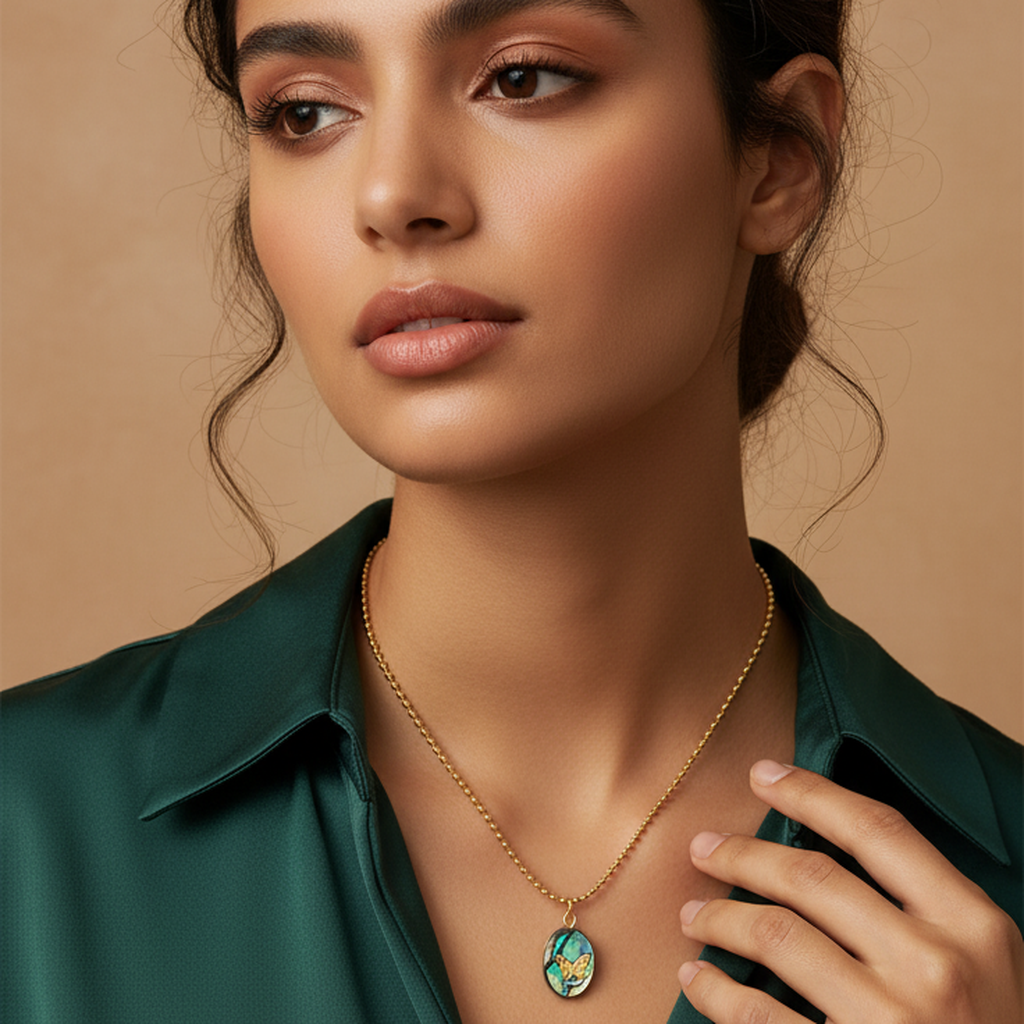 Abalone Butterfly Charm Necklace