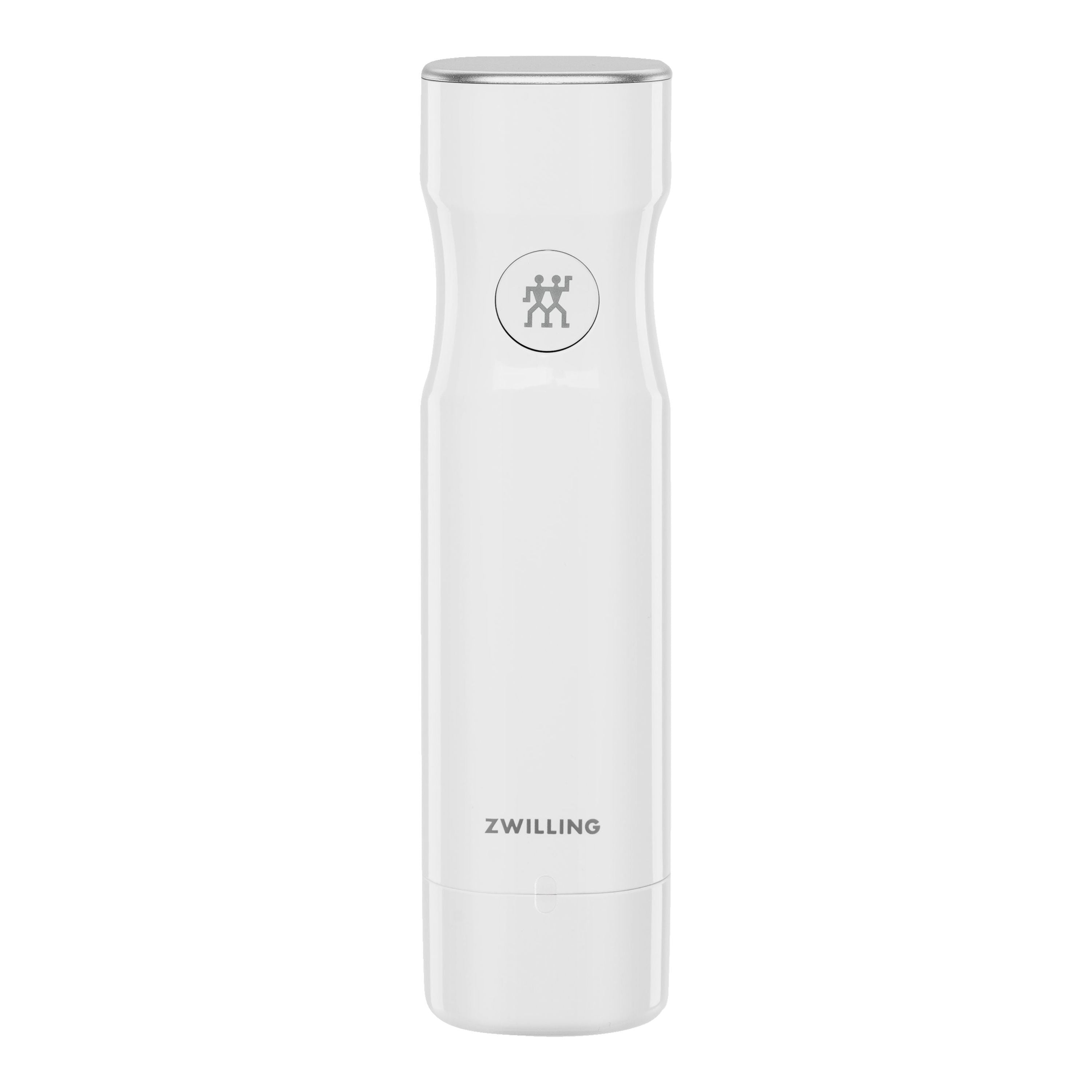 Clear glass bottle with 'Zwilling' branding on a white background