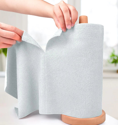 KitchLife Microfiber Cleaning Cloth Roll - Tear-Away Towels Lint-Free Reusable Washable 20 Sheets for Kitchen Car Dishes and Sensitive Surfaces (Grey)