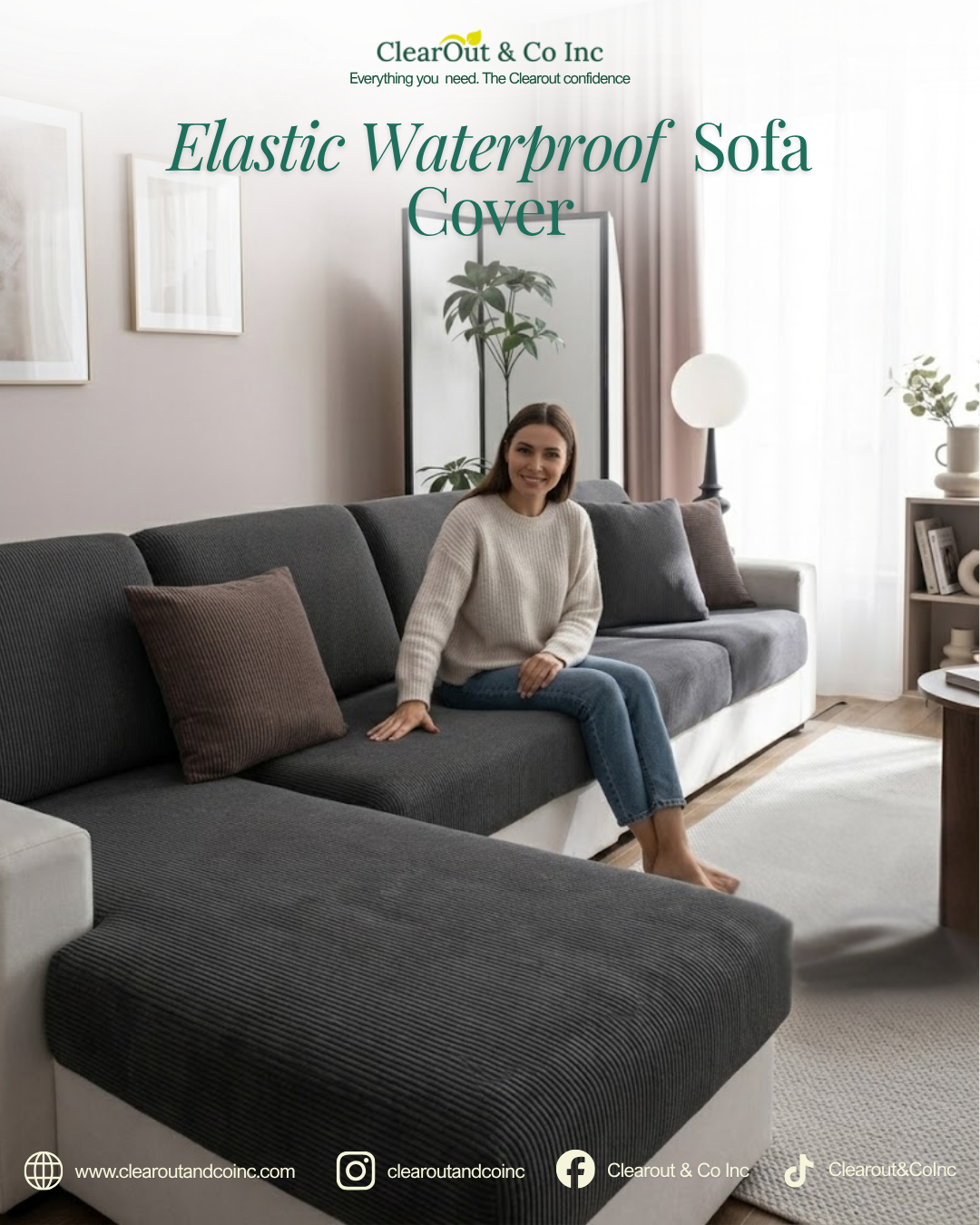 Adjustable Elastic Waterproof Sofa Cover 1-4 Seater L-Shaped Couches