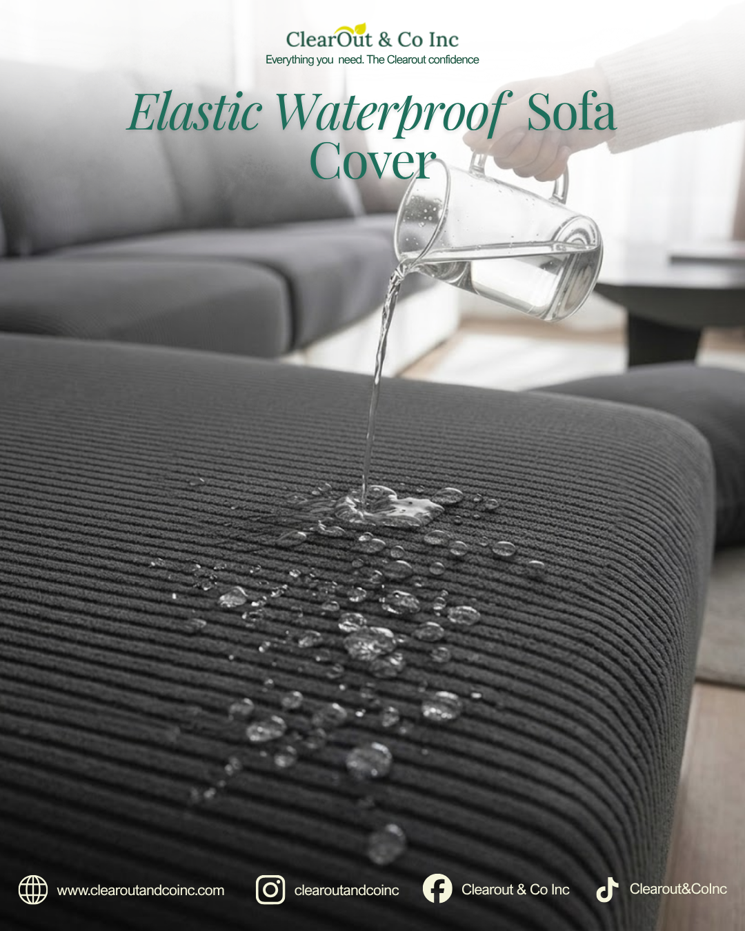 Adjustable Elastic Waterproof Sofa Cover 1-4 Seater L-Shaped Couches