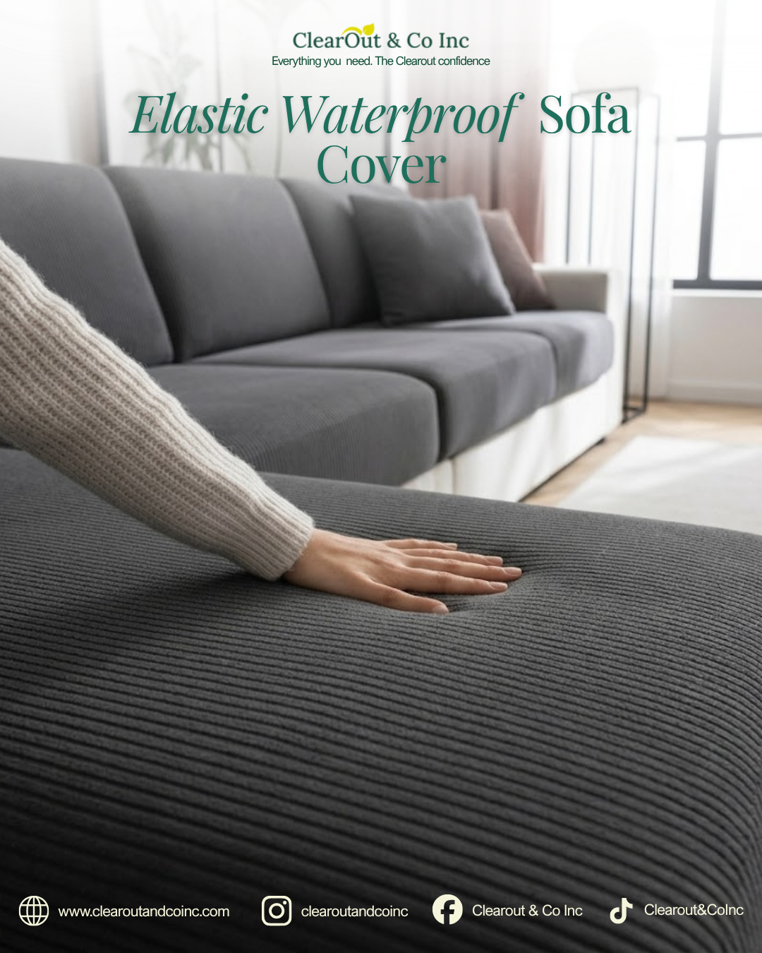 Adjustable Elastic Waterproof Sofa Cover 1-4 Seater L-Shaped Couches