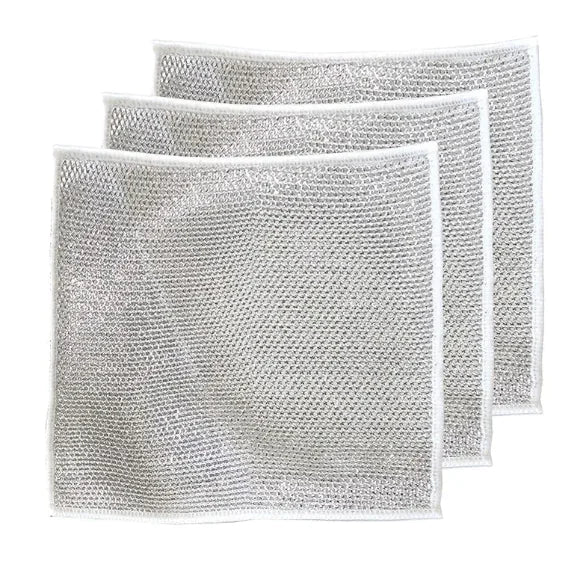 Multipurpose Wire Dishwashing Rag – Non‑Scratch Stainless Steel Cleaning Cloth, Reusable Metal Scrubber for Wet & Dry Kitchen Cleaning, Powerful Dishcloth for Cookware, Pots, Pans & Stovetops