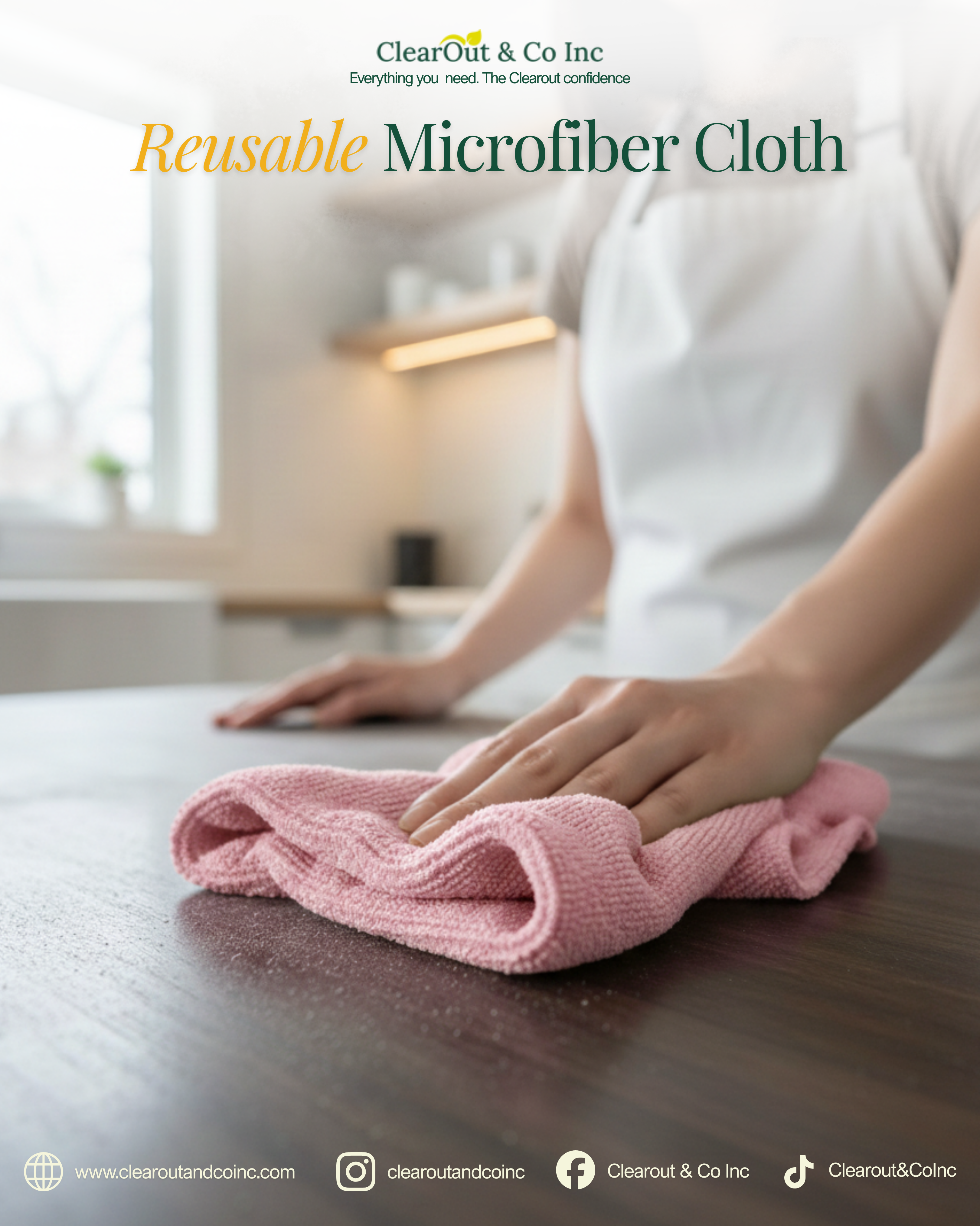 Reusable Microfiber Cleaning Wipes - 20 Pack Machine Washable Kitchen Towels
