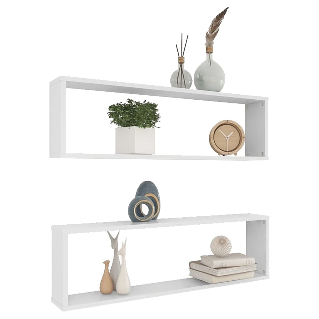 NNEVL Wall Cube Shelves 2 pcs White 100x15x30 cm Chipboard-2