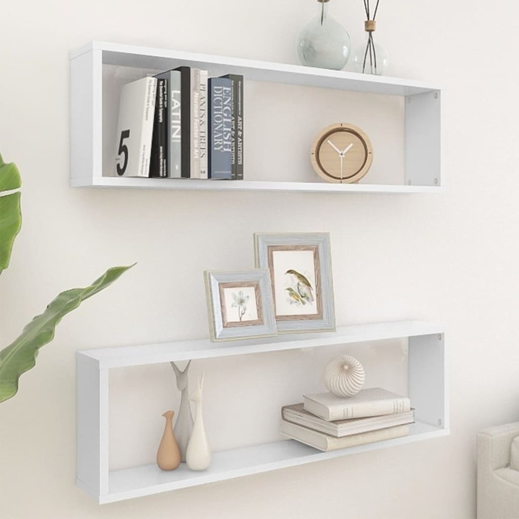 NNEVL Wall Cube Shelves 2 pcs White 100x15x30 cm Chipboard-0