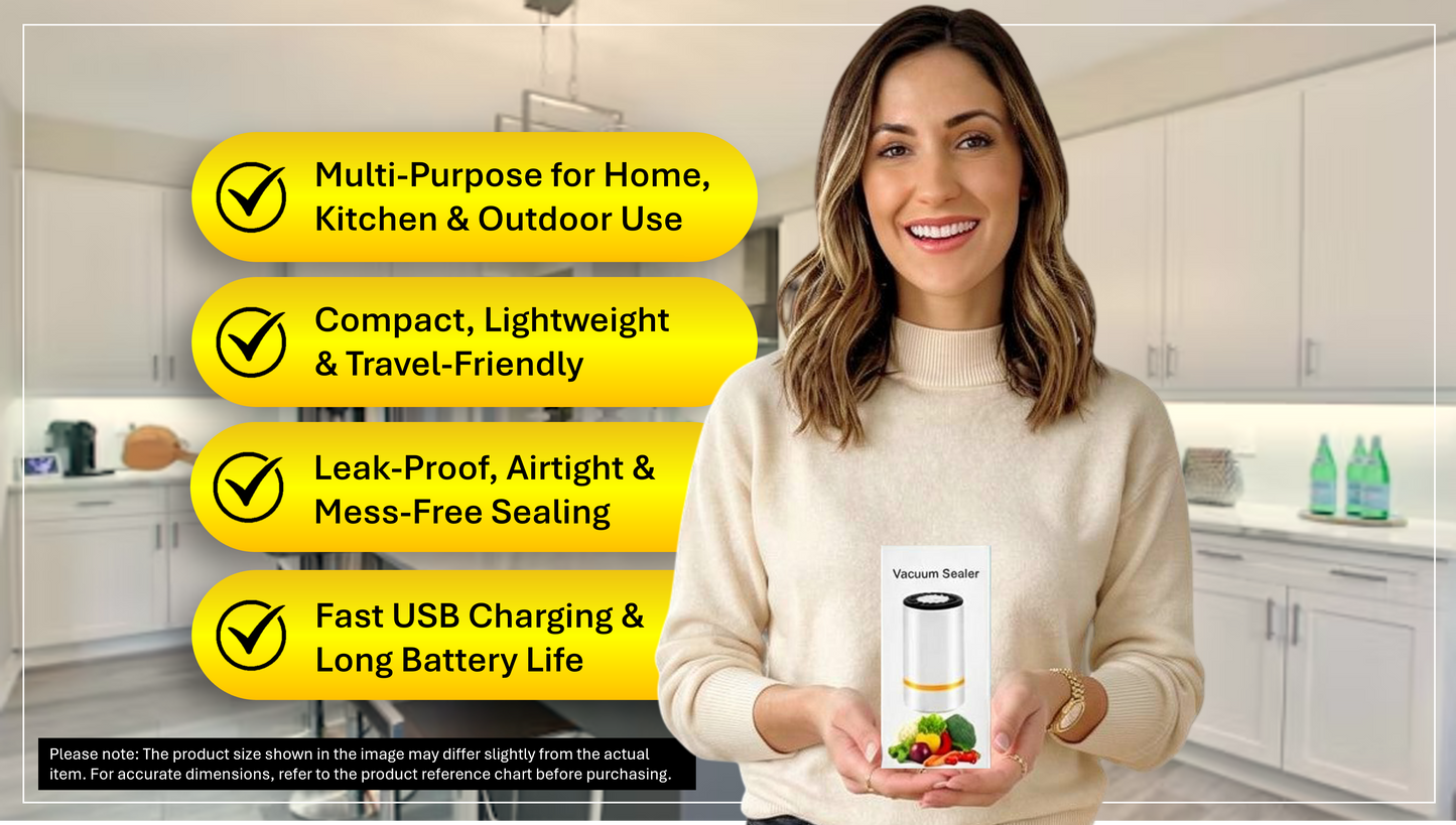 Wireless Portable Vacuum Sealer Machine for Food Storage – Compact Handheld Sealer with 5/10/20/30 Reusable Bags, Powerful Meal Saver & Freshness Preserver