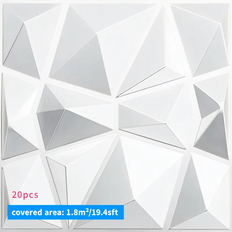 Geometric wall panels with a cover area of 1.8m² on a white background