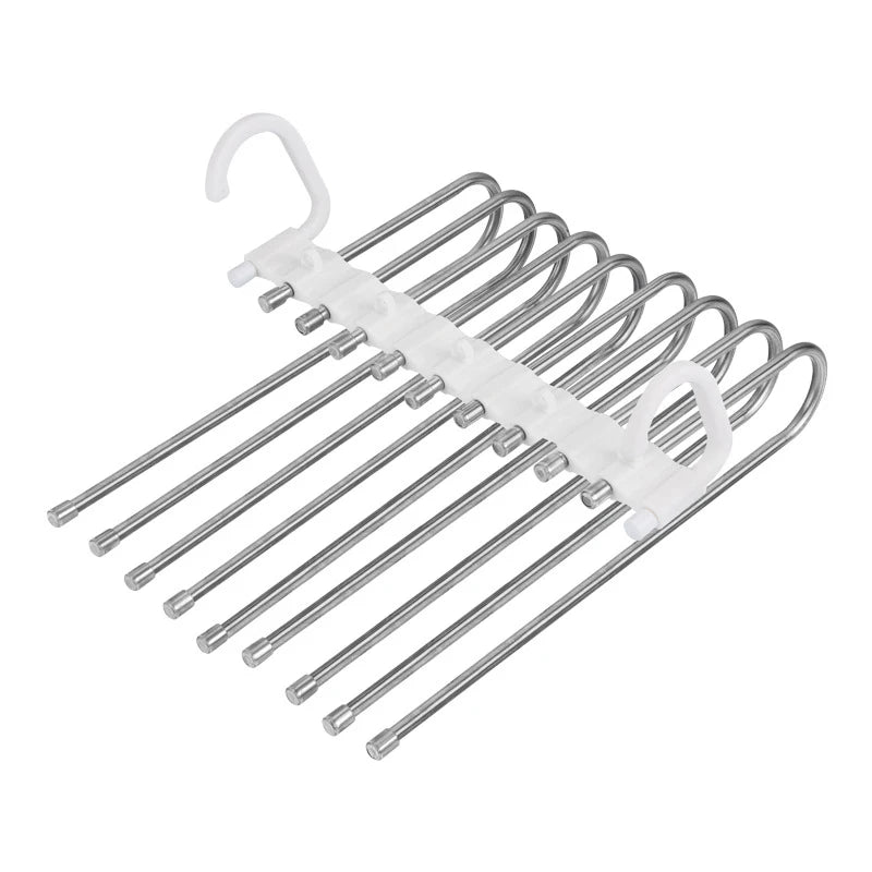 Metal multi-clip hanger on a white background