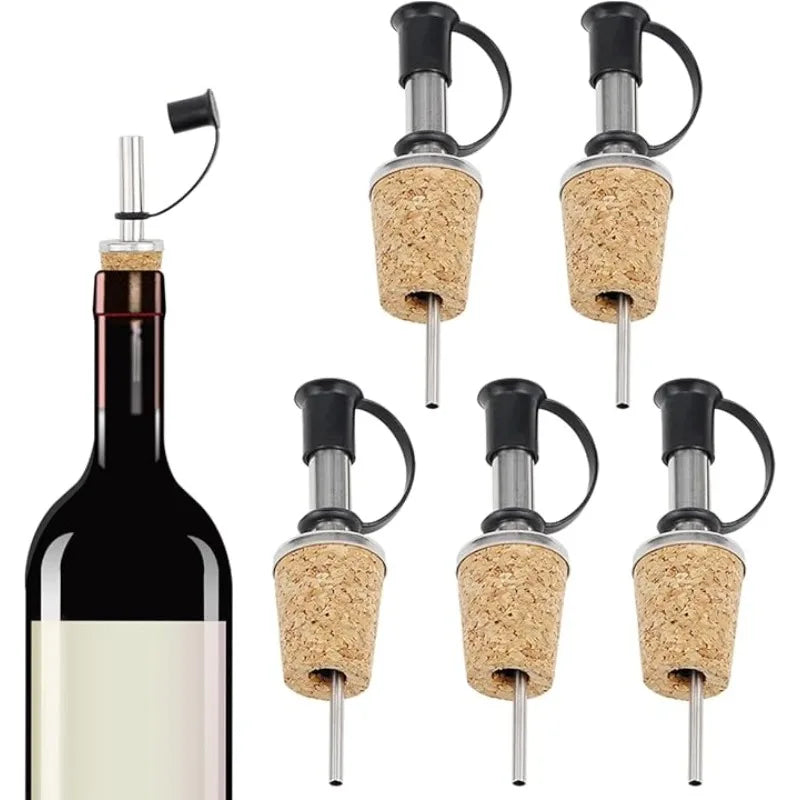 5-Piece Bottle Stopper for Wine and Champagne