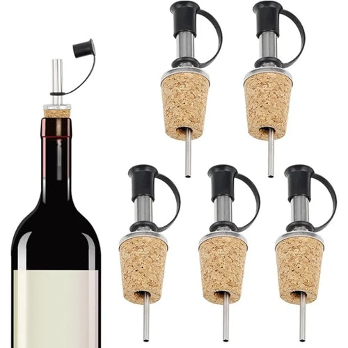5-Piece Bottle Stopper for Wine and Champagne