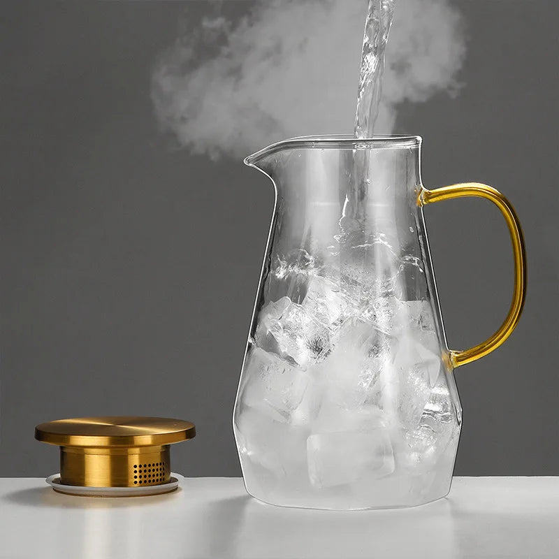 Diamond Texture Glass Teapot Set - Hot and Cold