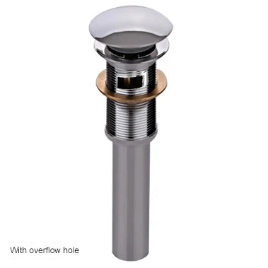 Bathroom drain with overflow hole on a white background