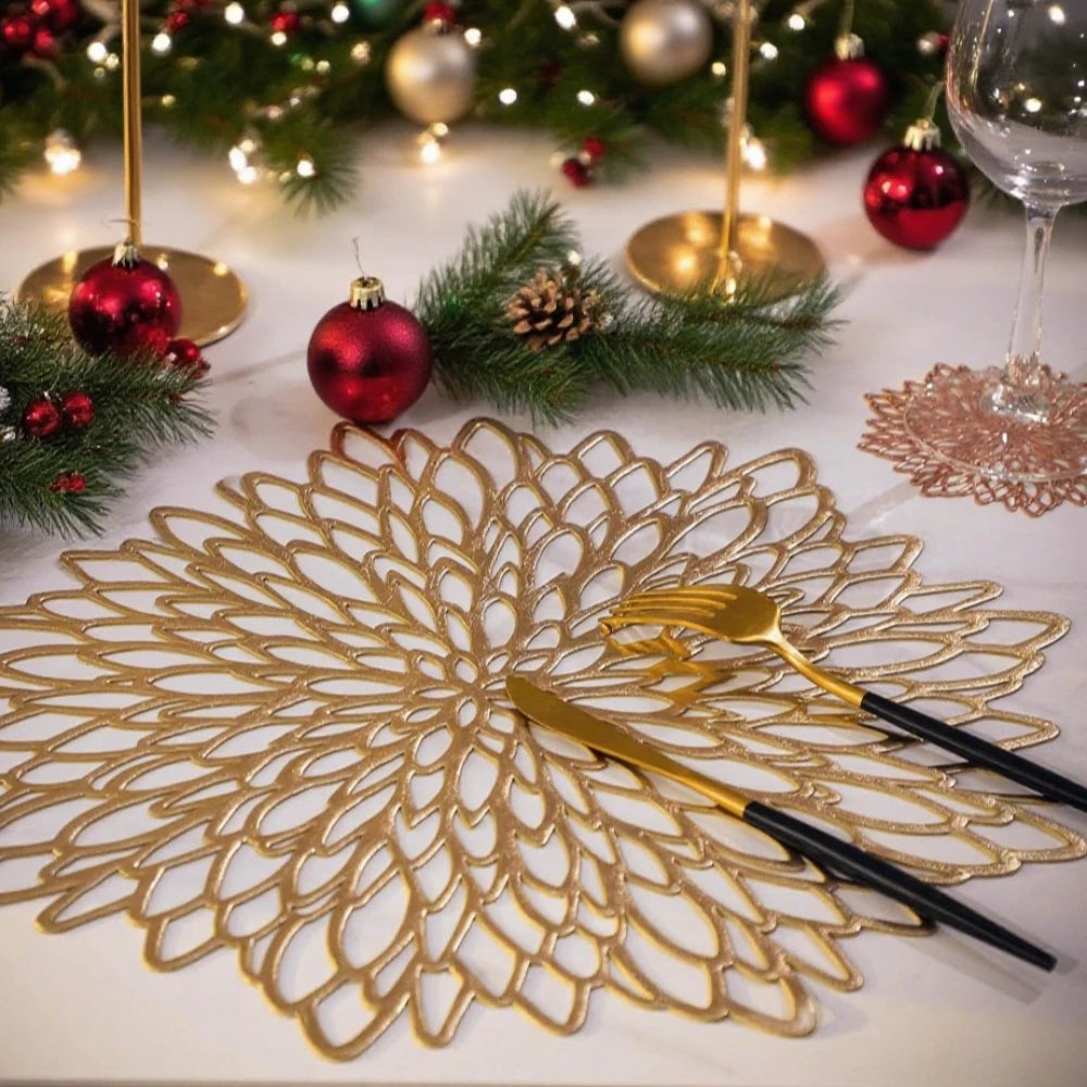4-PC Heat-Resistant Placemat Leaf Design for Dining Table