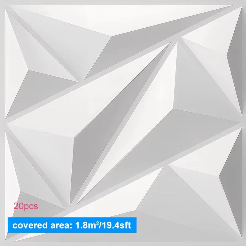 Geometric tile design with 20 pieces and covered area information on a white background