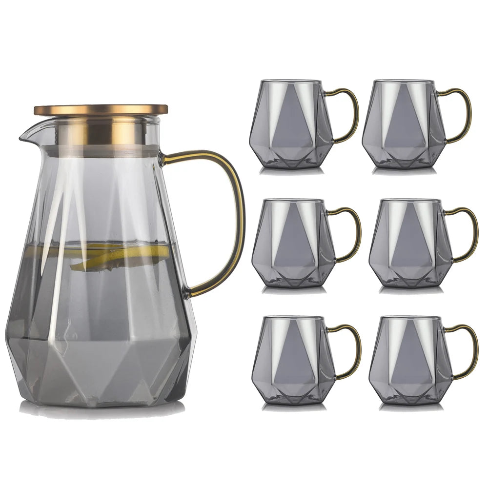 Diamond Texture Glass Teapot Set - Hot and Cold