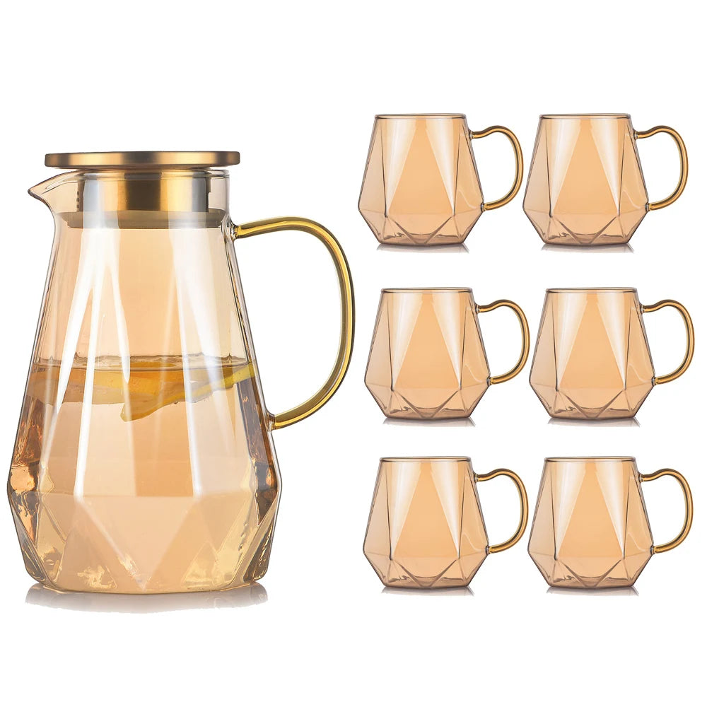 Diamond Texture Glass Teapot Set - Hot and Cold