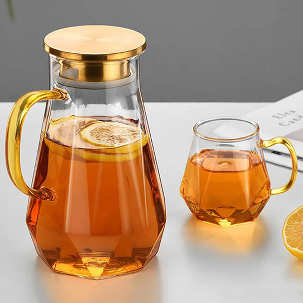 Diamond Texture Glass Teapot Set - Hot and Cold