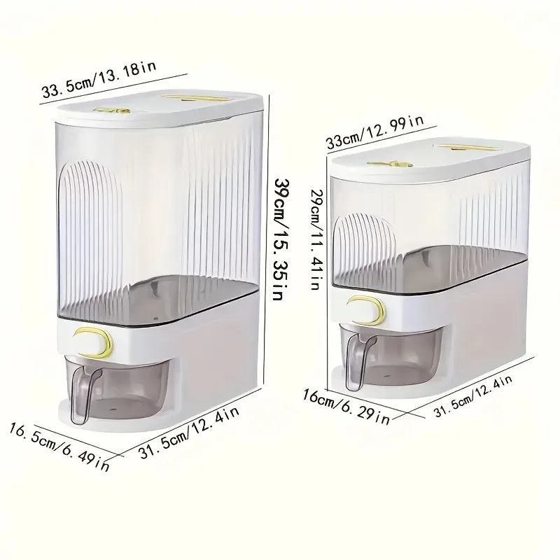 Measurement chart of a white pet water fountain with dimensions labeled.