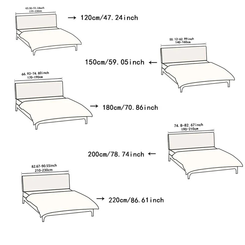 Premium Jacquard Bed Headboard Cover - Elastic Printed Slipcover for Bedroom Furniture Protection