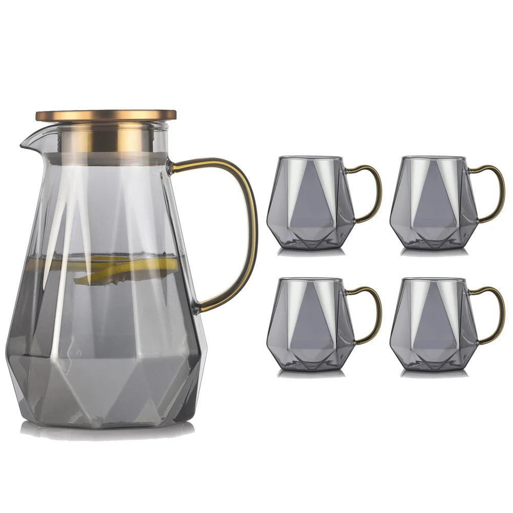 Diamond Texture Glass Teapot Set - Hot and Cold