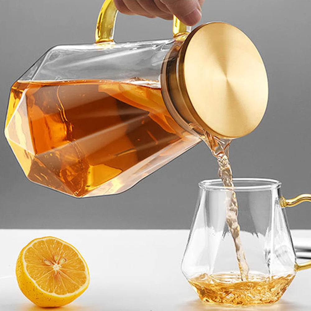 Diamond Texture Glass Teapot Set - Hot and Cold