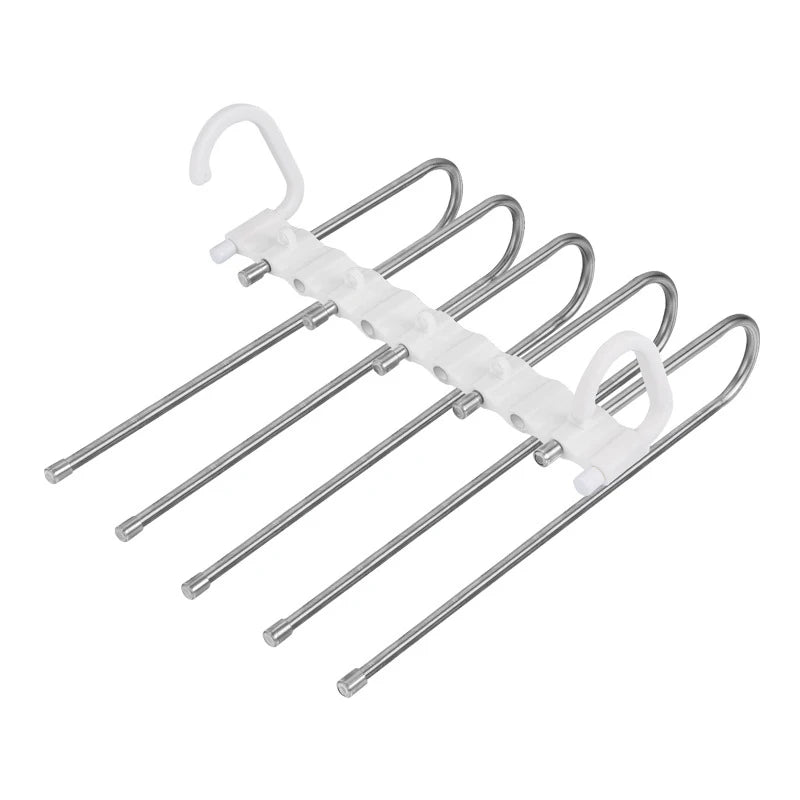 Metal hanger with multiple hooks on a white background