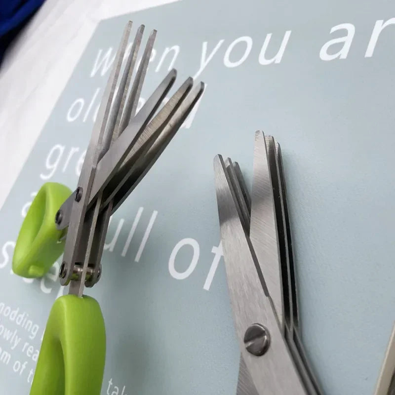 Multi-Layer Kitchen Scissors 3 or 5 Blade Stainless Steel Herb Shredder Scallion Cutter