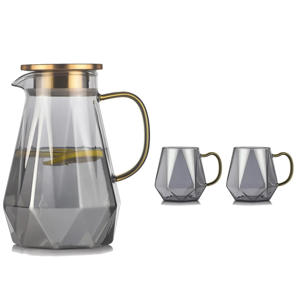 Diamond Texture Glass Teapot Set - Hot and Cold