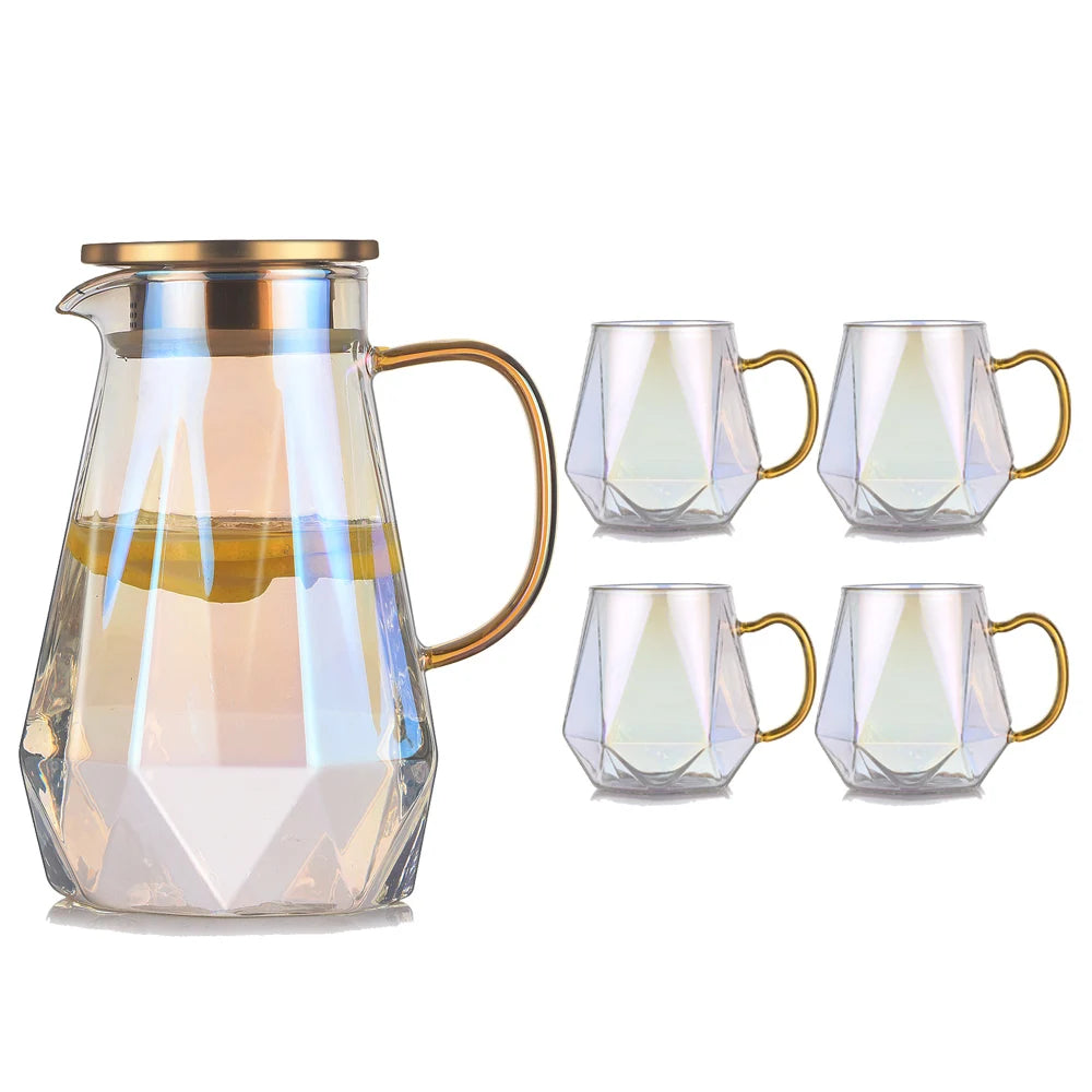 Diamond Texture Glass Teapot Set - Hot and Cold