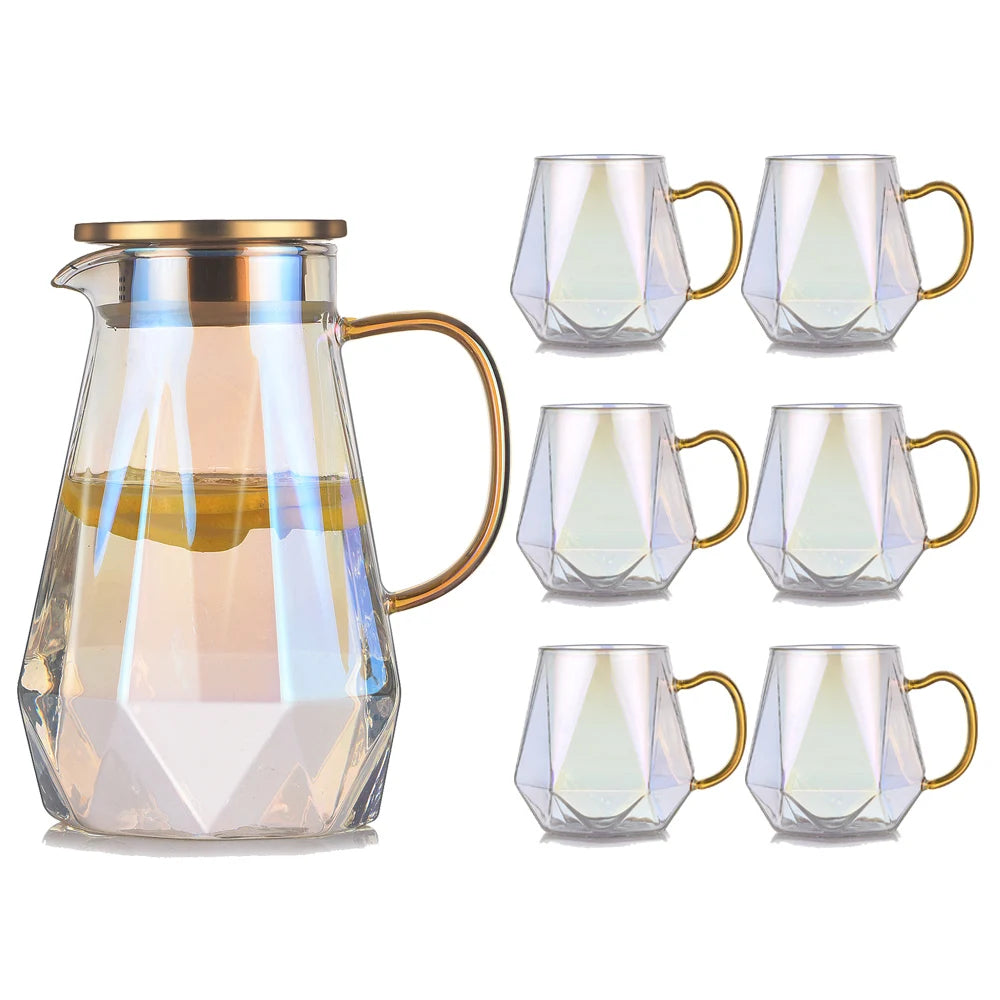 Diamond Texture Glass Teapot Set - Hot and Cold