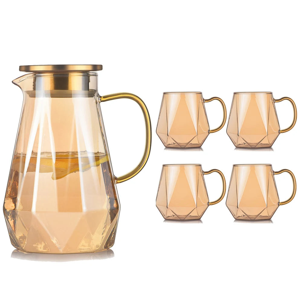 Diamond Texture Glass Teapot Set - Hot and Cold