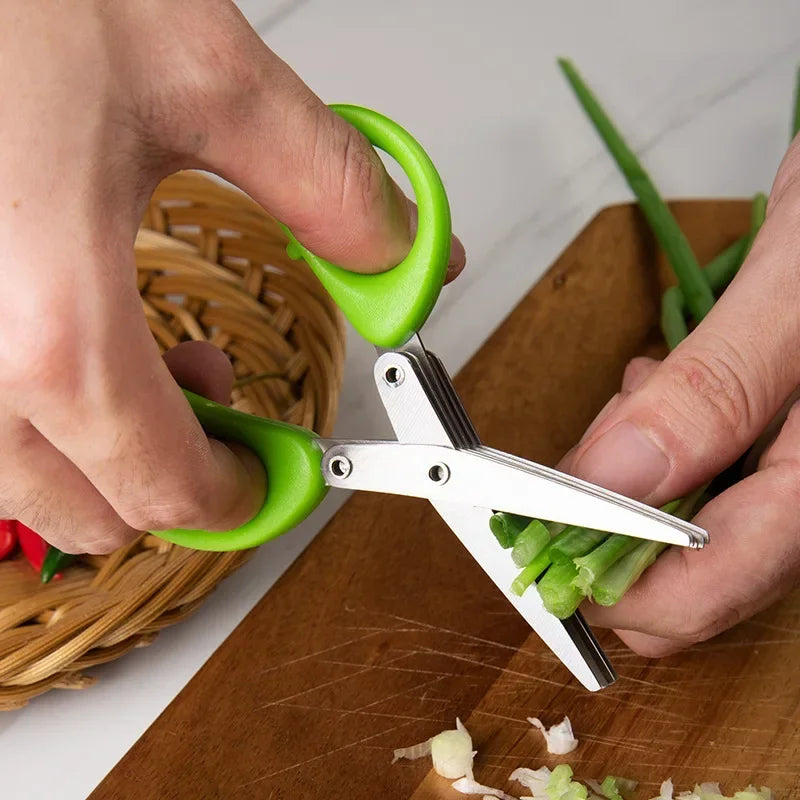 Multi-Layer Kitchen Scissors 3 or 5 Blade Stainless Steel Herb Shredder Scallion Cutter