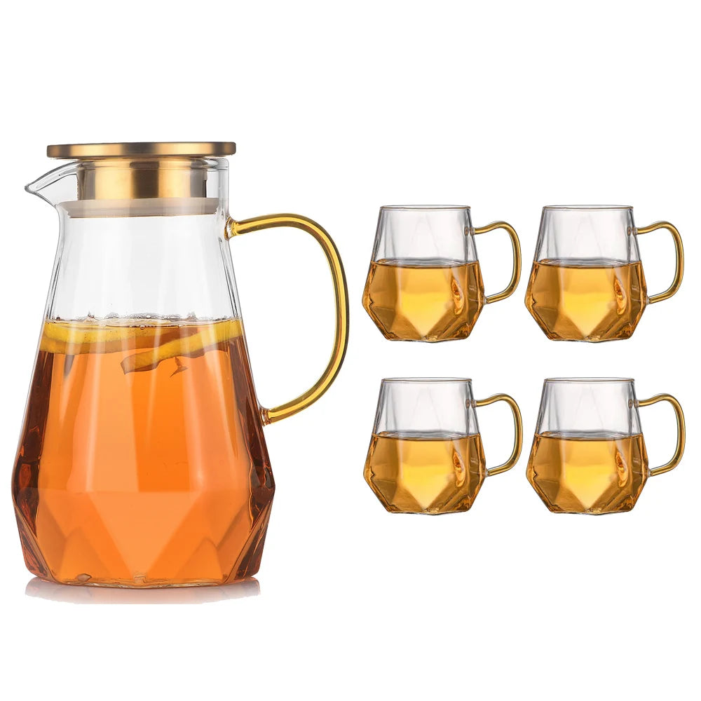 Diamond Texture Glass Teapot Set - Hot and Cold