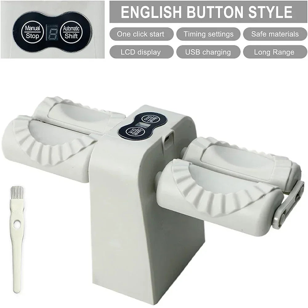 White electronic device with buttons and a brush on a white background