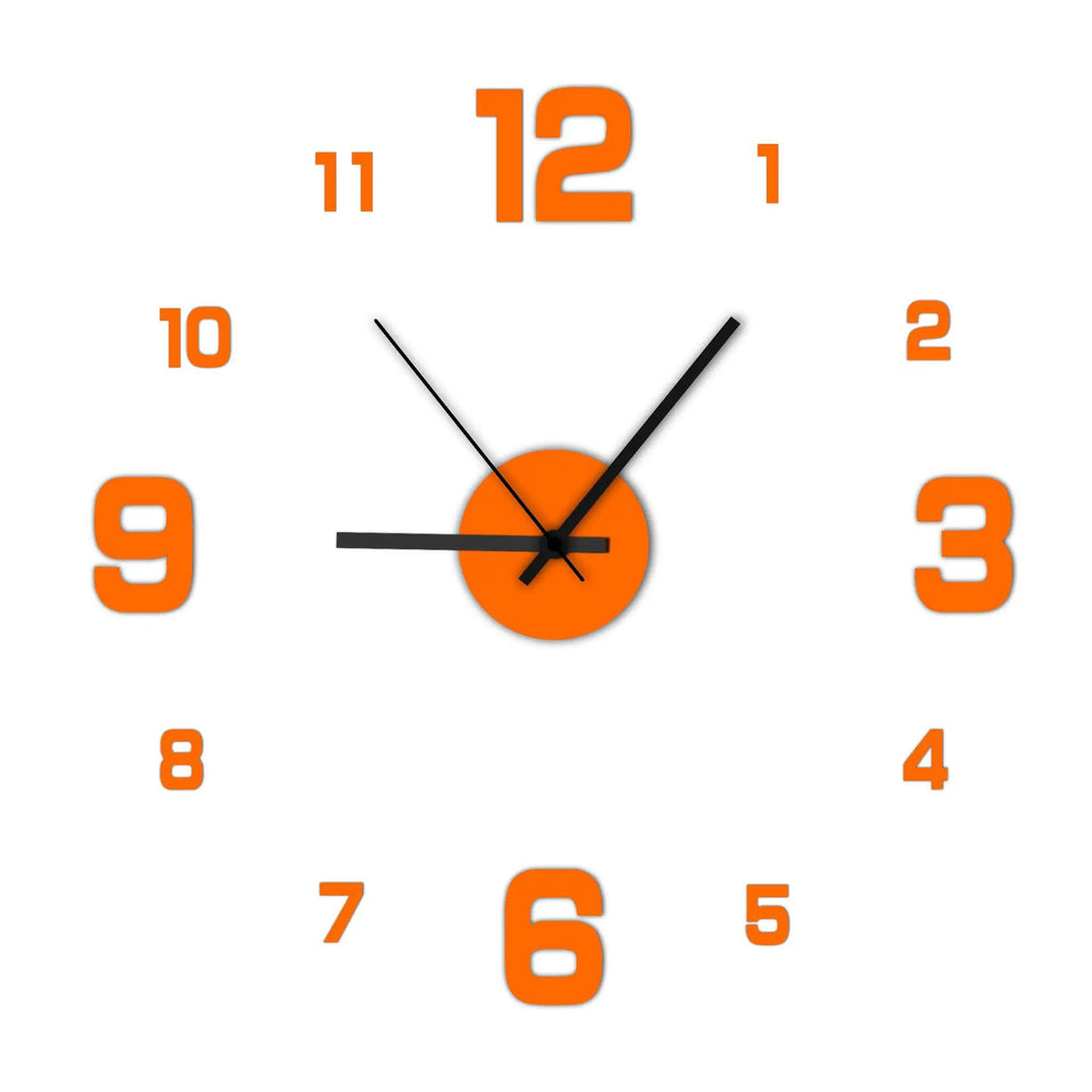 Orange and black clock on a white background