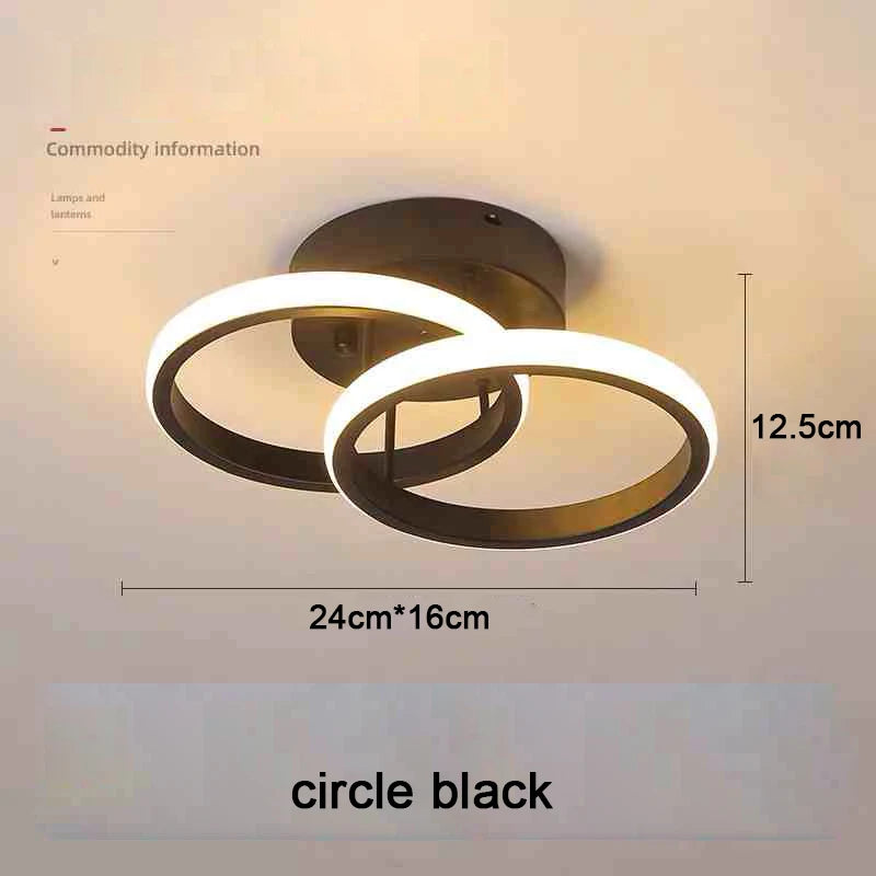 Ceiling light fixture with two circular designs, labeled 'circle black', on a plain background.