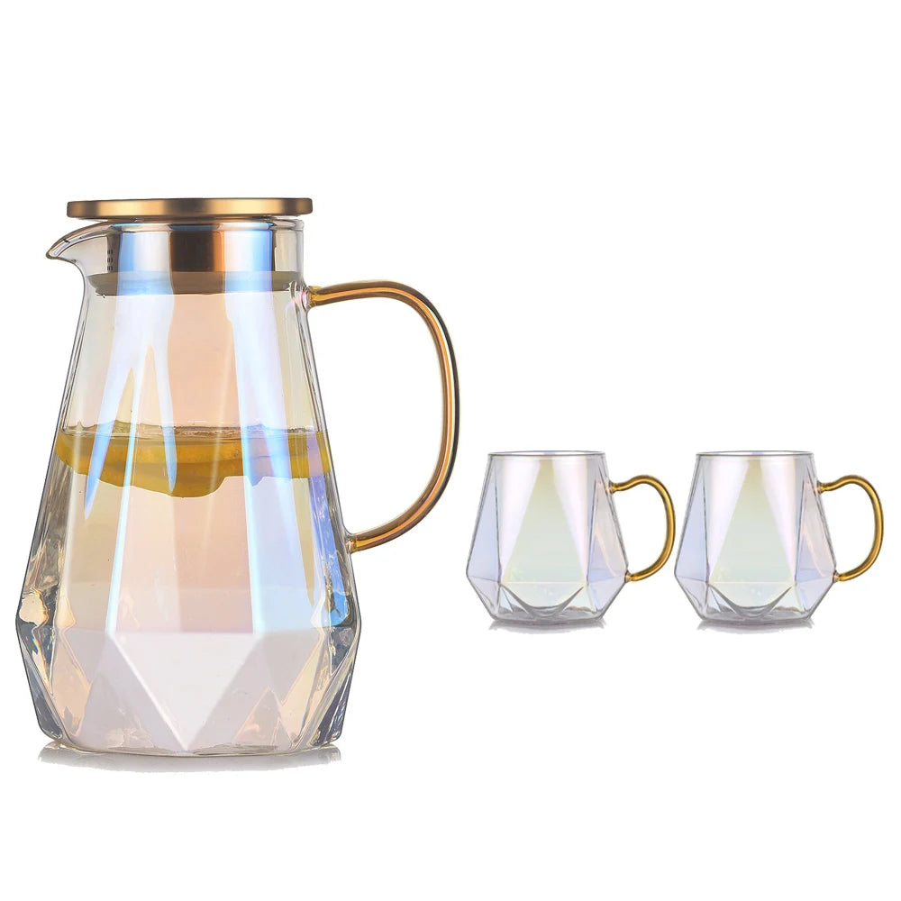 Diamond Texture Glass Teapot Set - Hot and Cold
