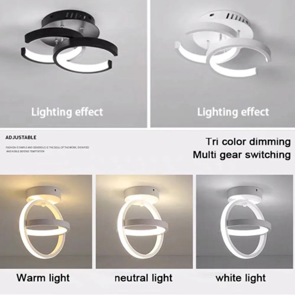 Ceiling light fixture with adjustable color temperature on a gray background