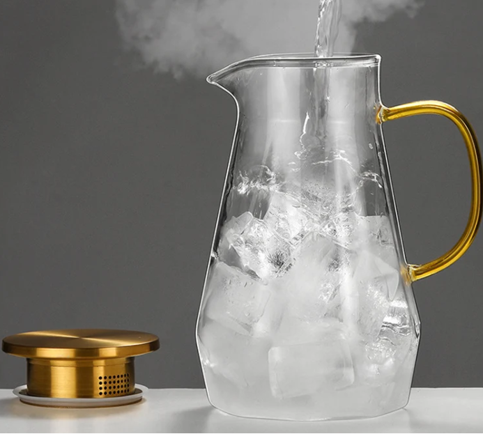 Diamond Texture Glass Teapot Set - Hot and Cold