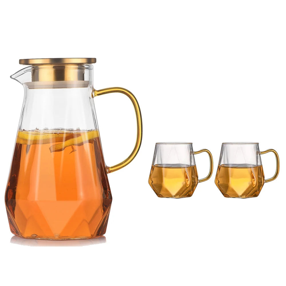 Diamond Texture Glass Teapot Set - Hot and Cold