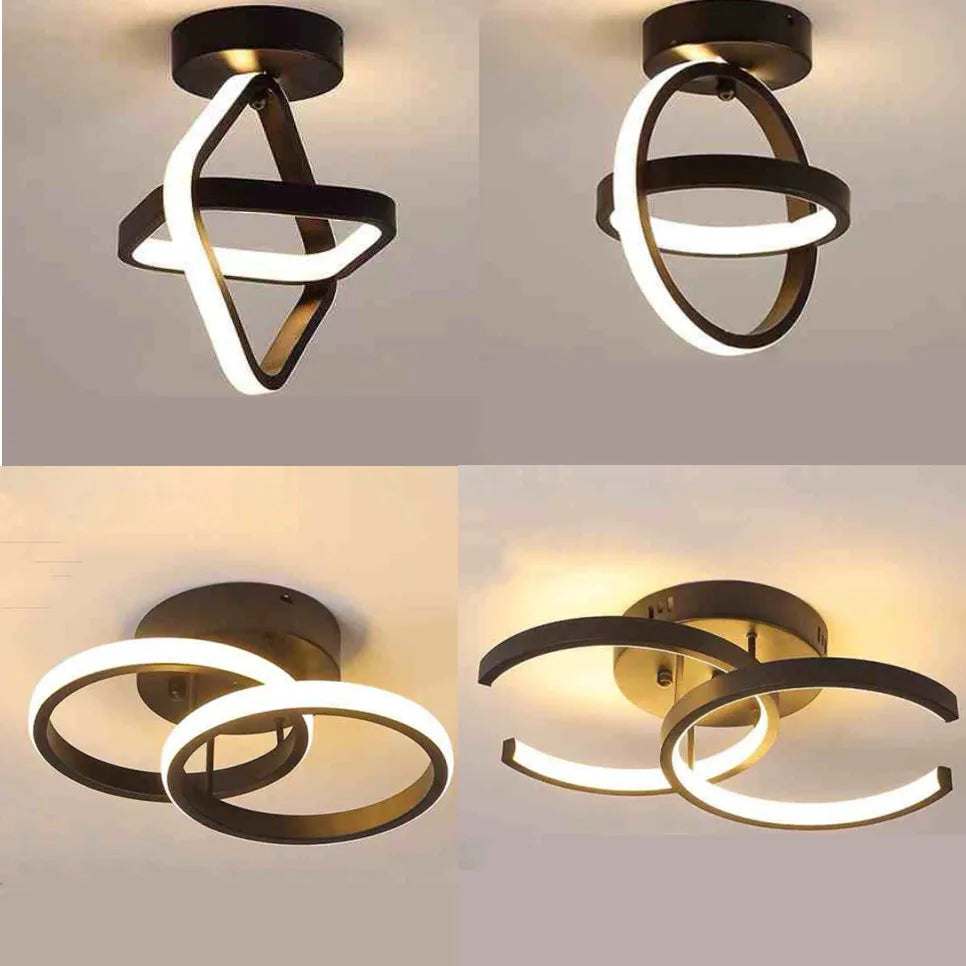Four different ceiling light fixtures on a neutral background